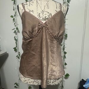 Elegant Brown Satin Women's Top